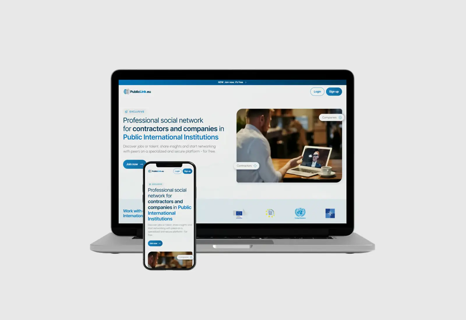 PublicLink responsive product presence on laptop and phone